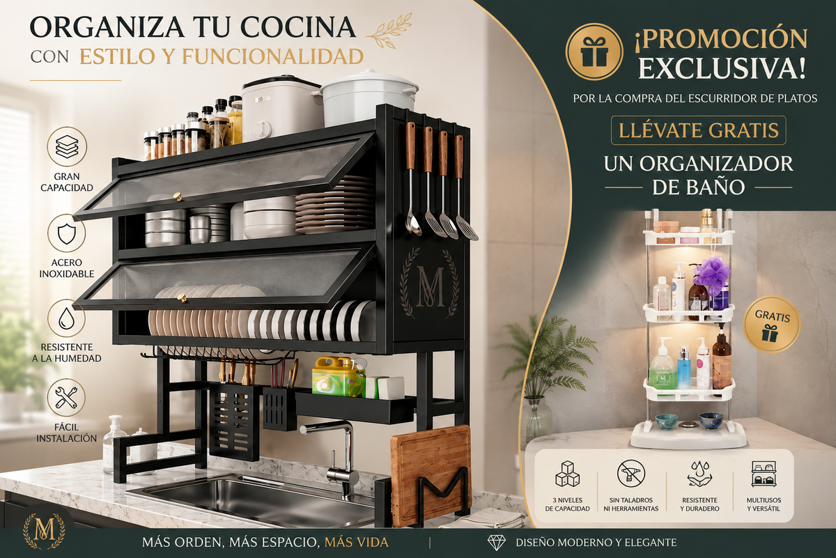 DryNest™ : Escurridor de platos y Recibe  Gratis: BathNest™: Organizador de baño
