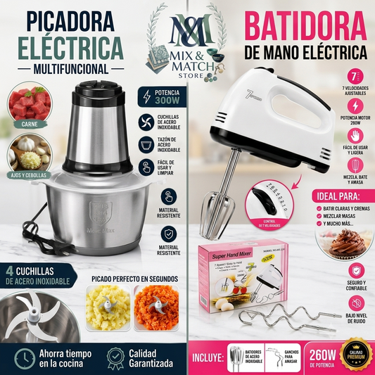PICADORA ELÉCTRICA + BATIDORA DE MANO GRATIS